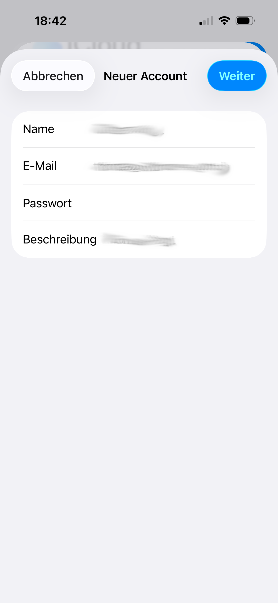Name, E-Mail-Adresse und Passwort eingeben