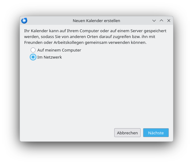 Kalender im Netzwerk anlegen